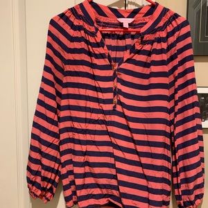 Lily Pulitzer Elsa Top Navy and Pink Stripe